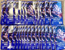 Lot of 30 One Piece OP-14 THE AZURE SEA’S SEVEN Sleeved Booster Packs In Hand - Image 1