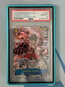 2025 ONE PIECE OP11-118 MONKEY D LUFFY MANGA ALT ART English PSA 10 GEM MINT - Image 3