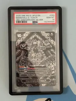 2025 One Piece 3rd Anniversary Silver Marshall D. Teach #OP09-093 PSA 10 GEM - Image 1