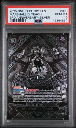 2025 One Piece 3rd Anniversary Silver Marshall D. Teach #OP09-093 PSA 10 GEM - Image 4
