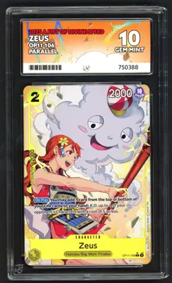 One Piece OP11 - ACE 10 Zeus OP11-106 Parallel - A Fist of Divine Speed GEM MT - Image 1