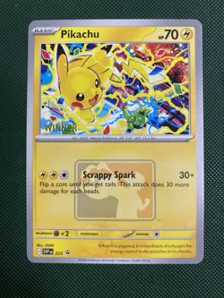 Pokemon TCG Pikachu SVP 225 2025 Championship WINNER Stamp Prize Promo Card - Image 1