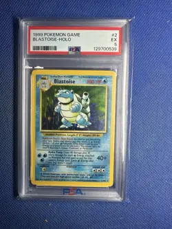 Pokemon TCG Blastoise Base Set Holo Unlimited Rare Card Psa 5 - Image 1
