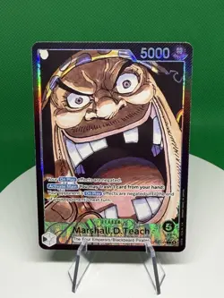 One Piece Bandai Marshall D. Teach OP09-081 Leader Holo Card 5000 Power - Image 1