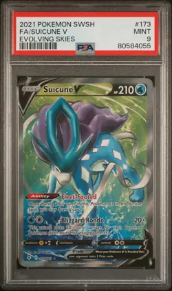 2021 Pokemon SWSH FA/Suicune V Evolving Skies PSA 9 Mint - Image 1
