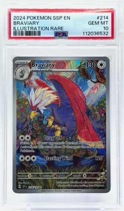 Pokemon Braviary Surging Sparks Illustration Rare 214/191 PSA 10 Gem Mint TCG - Image 1