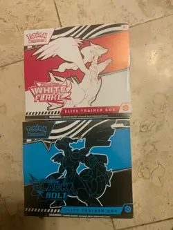Pokemon Scarlet and Violet White Flare and Black Bolt ETB Sealed - Image 1