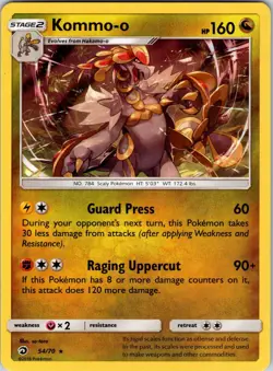 Kommo-o 54/70 Dragon Majesty Pokemon NM Holo - Image 1