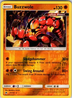Buzzwole 77/131 SM - Forbidden Light Pokemon NM/LP Reverse Holo - Image 1
