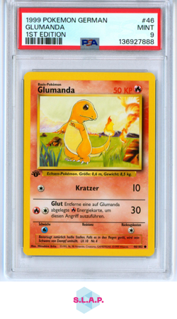 GLUMANDA 1ST EDITION POKEMON GERMAN 1999 46 PSA 9 - Image 1