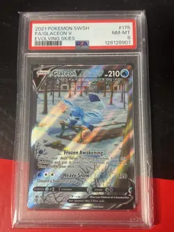 GLACEON V FULL ART #175 2021 POKEMON SWORD & SHIELD EVOLVING SKIES PSA 8 - Image 4
