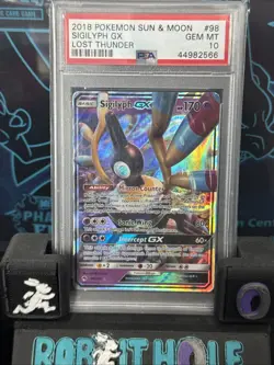 2018 POKEMON SUN & MOON LOST THUNDER #98 SIGILYPH GX PSA 10 - Image 2