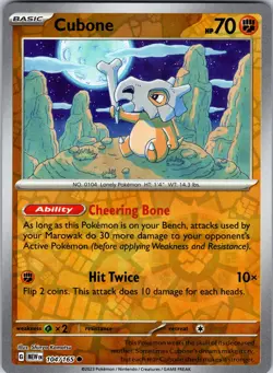Cubone 104/165 SV: Scarlet & Violet 151 Pokemon NM/LP Reverse Holofoil - Image 1