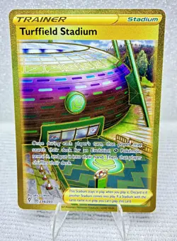 TURFFIELD STADIUM 234/203 FULL ART SECRET RARE NM EVOLVING SKIES POKEMON CARD - Image 1