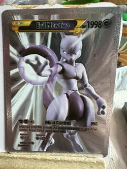 Evil Mewtwo EX Silver Foil Fan Art Display Card Mind Control Card NM/M - Image 1