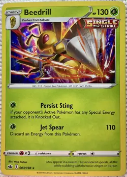 BEEDDRILL HOLO 003/198 (LP) SWSH06 CHILLING REIGN POKEMON CARD TCG FREE SHIPPING - Image 1