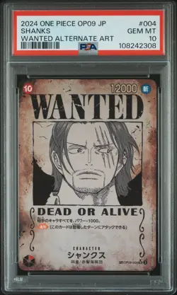 PSA10 Shanks OP09-004 Wanted Emperors in the New World ONE PIECE Card Japanese - Image 1