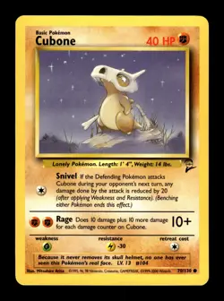 6-02-08 PWE pokemon unplayed . 2000 nintendo wizards base set 2 cubone #70/130 - Image 1