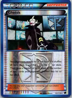 Ghetsis (Team Plasma) #101/116 Reverse Holo Rare Plasma Freeze Pokemon MP - Image 1