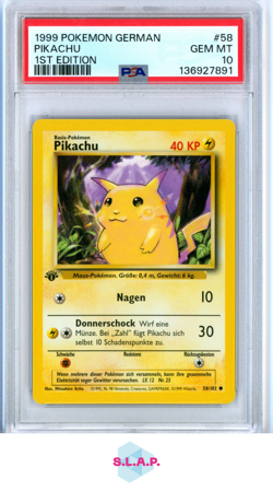 PIKACHU 1ST EDITION POKEMON GERMAN 1999 58 PSA 10 - Image 1