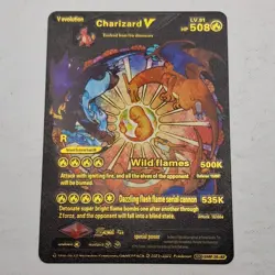 Pokemon Charizard V Black Foil Fan Art Display Card 2022 HP 508 Fire - Image 2