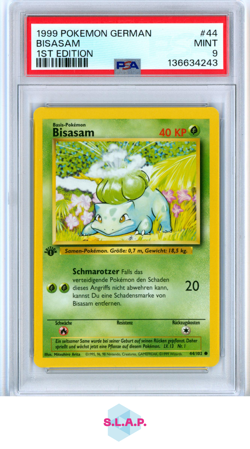 BISASAM 1ST EDITION POKEMON GERMAN 1999 44 PSA 9 - Image 1