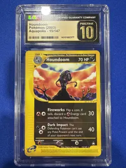 CGC 10 PRISTINE Houndoom 2003 Aquapolis 15/147 Pokemon Card - Image 1