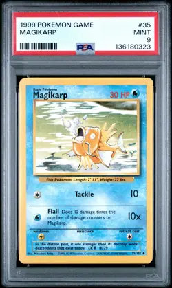 1999 POKEMON BASE SET UNLIMITED #35 MAGIKARP PSA 9 - Image 1