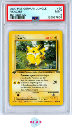 PIKACHU 1ST EDITION POKEMON GERMAN JUNGLE 2000 60 PSA 9 - Image 1