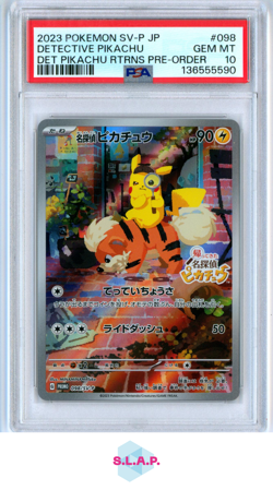 DETECTIVE PIKACHU DET RTRNS PRE-ORDER POKEMON JP SV-P PRM 2023 098 PSA 10 - Image 1