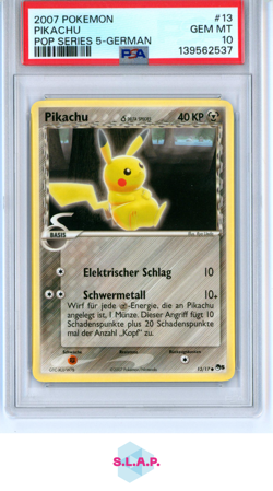 PIKACHU POP SERIES 5-GERMAN POKEMON POP SERIES 5 2007 13 PSA 10 - Image 1