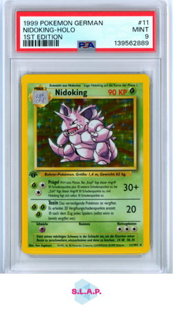NIDOKING-HOLO 1ST EDITION POKEMON GERMAN 1999 11 PSA 9 - Image 1