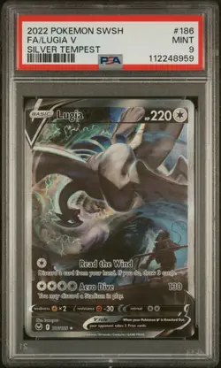 2022 POKEMON SWORD & SHIELD SILVER TEMPEST #186 FULL ART/LUGIA V PSA 9 - Image 1
