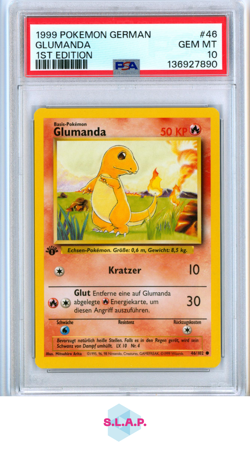 GLUMANDA 1ST EDITION POKEMON GERMAN 1999 46 PSA 10 - Image 1