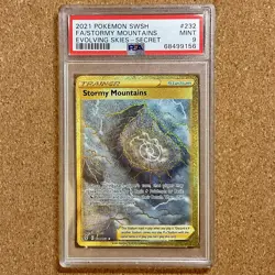 STORMY MOUNTAINS #232 POKEMON EVOLVING SKIES SECRET RARE TRAINER - PSA 9 MINT - Image 1