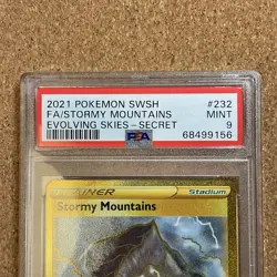 STORMY MOUNTAINS #232 POKEMON EVOLVING SKIES SECRET RARE TRAINER - PSA 9 MINT - Image 4