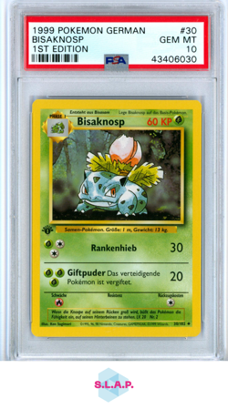 BISAKNOSP 1ST EDITION POKEMON GERMAN 1999 30 PSA 10 - Image 1