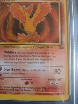1999 Pokemon Fossil 1st Edition Moltres #27 PSA 8 - Image 4