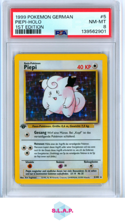 PIEPI-HOLO 1ST EDITION POKEMON GERMAN 1999 5 PSA 8 - Image 1