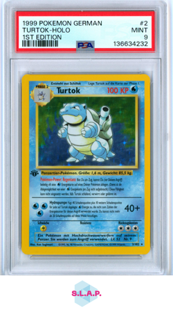 TURTOK-HOLO 1ST EDITION POKEMON GERMAN 1999 2 PSA 9 - Image 1