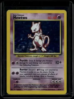 Pokemon TCG Mewtwo 10/102 Base Set Holo Rare HP - Image 1