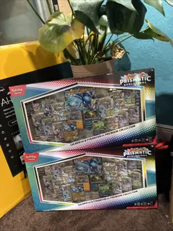 Lucario ex & Tyranitar ex Prismatic Evolutions Pokemon Premium Collection Box - Image 1