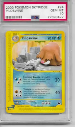 PSA 10 Pokemon Skyridge Piloswine #24 Non-Holo Rare 2003 GEM MINT - Image 1
