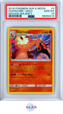 CHARIZARD-HOLO DRAGON MAJESTY POKEMON SUN & MOON DRAGON MAJESTY 2018 3 PSA 10 - Image 1
