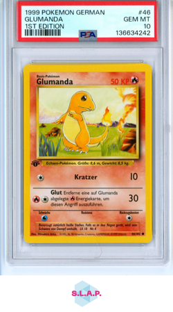 GLUMANDA 1ST EDITION POKEMON GERMAN 1999 46 PSA 10 - Image 1