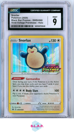 SNORLAX BLCK STR PROMOS - SWSH VIVID VOLTAGE PRERELEASE HOLO 068 POKEMON CGC 9 - Image 1