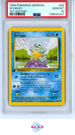 SCHIGGY 1ST EDITION POKEMON GERMAN 1999 63 PSA 10 - Image 1