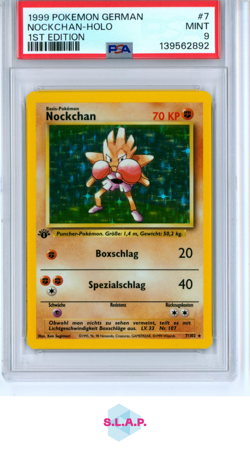 NOCKCHAN-HOLO 1ST EDITION POKEMON GERMAN 1999 7 PSA 9 - Image 1