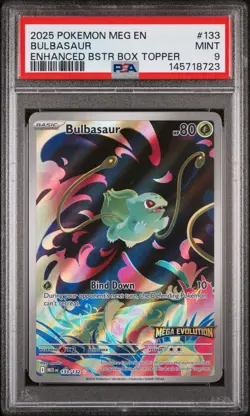 2025 Pokemon Meg En-Mega Evolution #133 Bulbasaur Enhanced Bstr Box Topper PSA 9 - Image 1