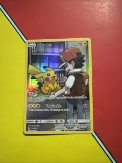 FULL ART Pikachu (Ash Art) SECRET RARE 241/236 Pokemon Cosmic Eclipse Holo - MP - Image 1